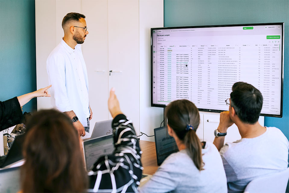 Equipe Winflotte Support et Gestionnaire en réunion de travail