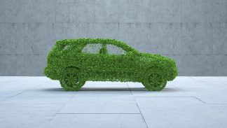 voiture faite en feuille d'arbre pour symboliser l'écoconduite